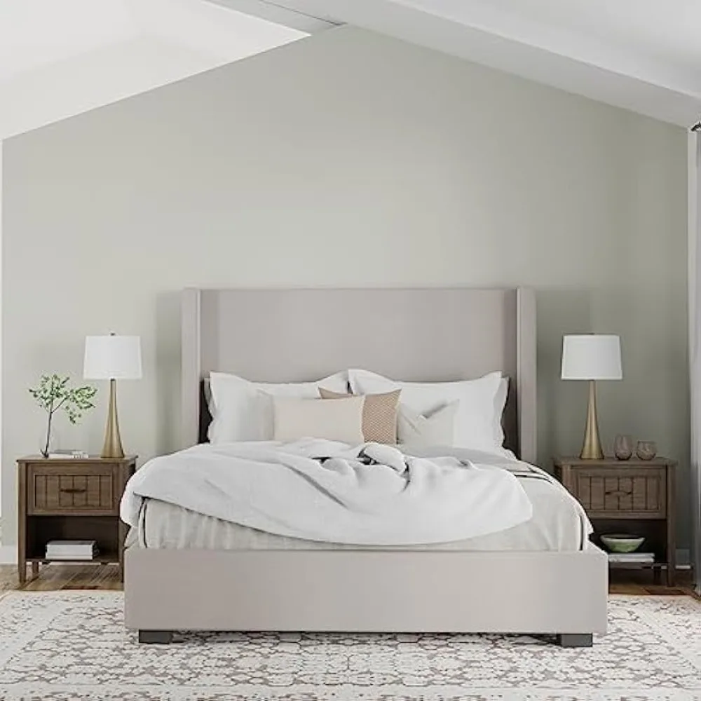 Nočný stolík z masívu 24 palcov široký prechod údená hnedá pre obývacia izba a spálňa