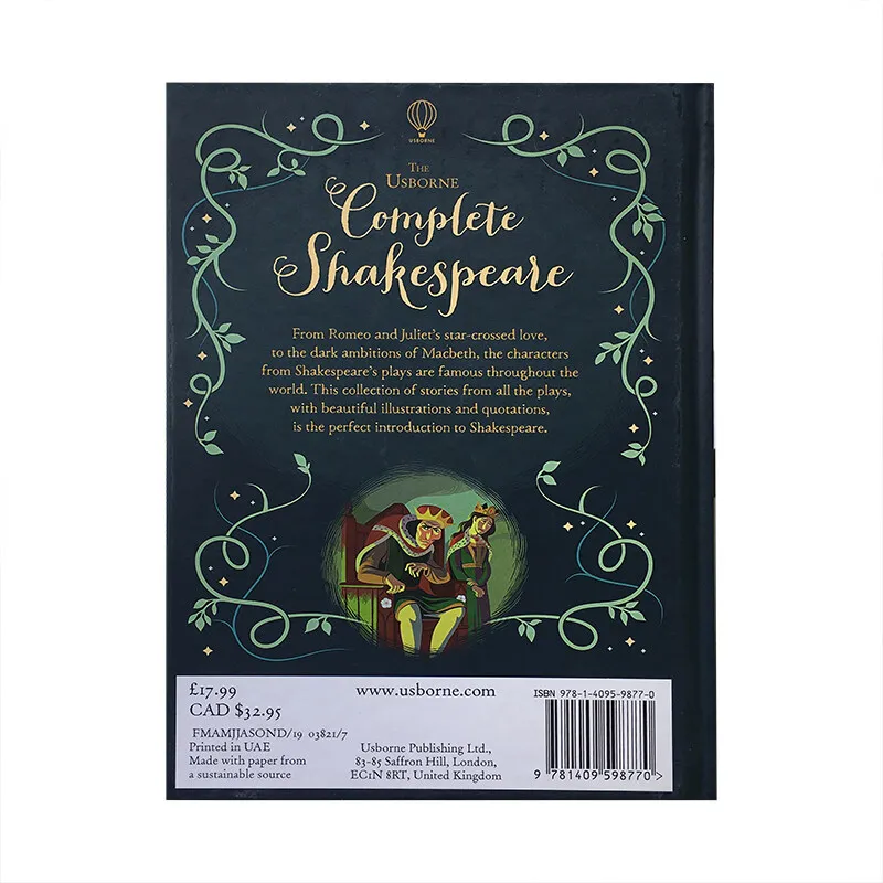 Milu Pôvodné anglické Kompletný Shakespeare: Príbehy Zo Všetkých Hrá Detí Plné Farby pevná Väzba