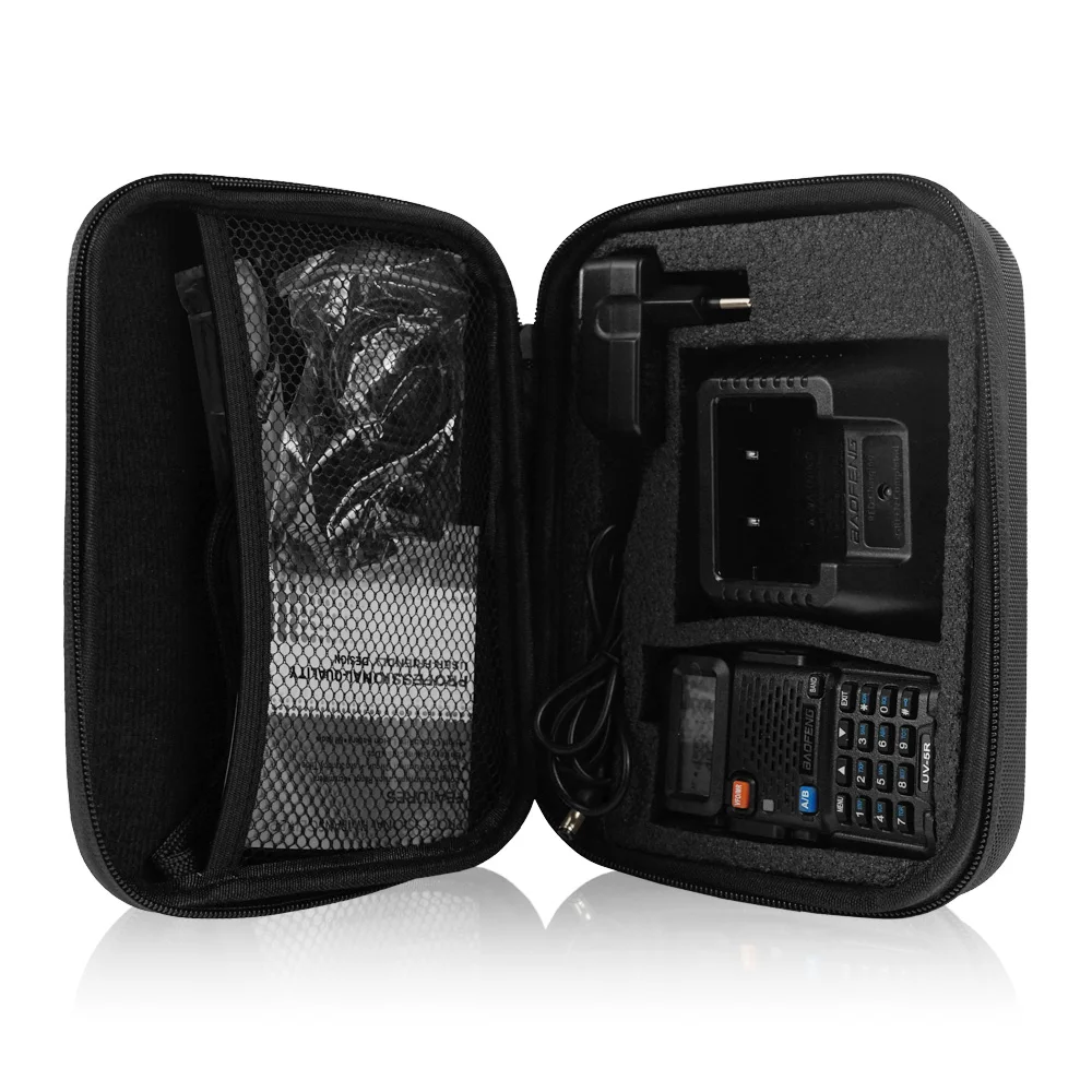 Baofeng UV-5R Série Walkie-talkie Vonkajšie Kabelka Úložný Box Rádio Kufor Nastaviť Bag Black Multi-funkčný Prenosný Úložný Vak
