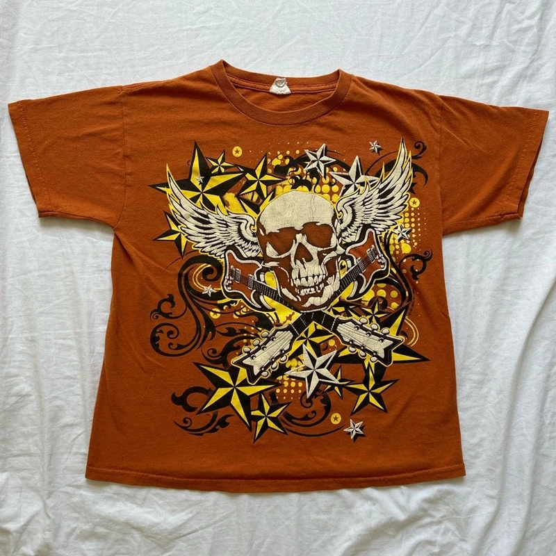 Gaono Ženy Vintage Grafické Harajuku Krátky Rukáv Plodín Topy 00s Retro Cyber T-shirt y2k Grunge Emo Lebky Star Tees Streetwear
